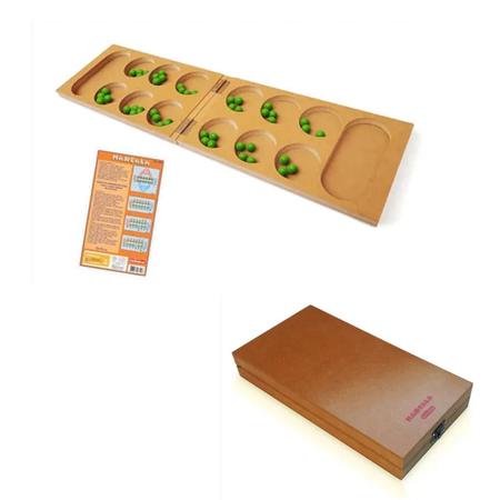 Jogo Educativo De Tabuleiro Mancala Com Estojo De Madeira Carimbras