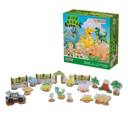 Jogo Educativo Dino Park 3d 43 Pecas em Madeira Ciabrink - Jogos