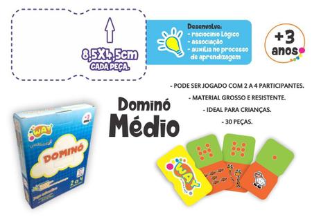 Jogo Educativo Dominó Gigante DESENHOS E SOMBRAS 30 Peças - Way - Jogo de  Dominó, Dama e Xadrez - Magazine Luiza