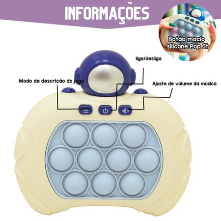 Brinqueto Pop It Eletrônico Mini Game Luzes Jogo Educativo Raciocínio e  Agilidade (Urso)