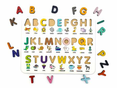 Jogo Educativo Encaixe Alfabeto Ilustrado Pedagógico 3D em Promoção na  Americanas