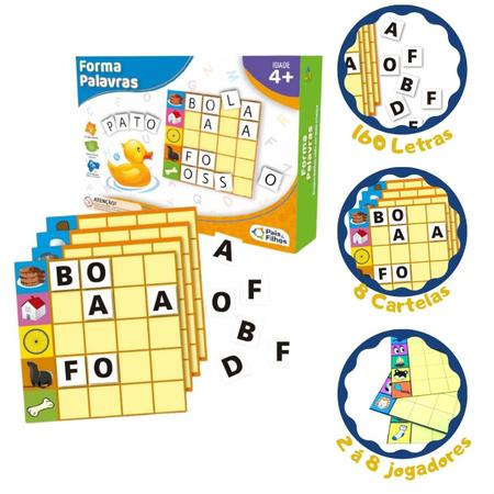 Jogo Forma Palavras Pato Mala com 8 Cartelas e 160 Letras