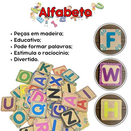 Jogo Educativo Infantil Alfabeto 48 Peças em Madeira Nig - NIG