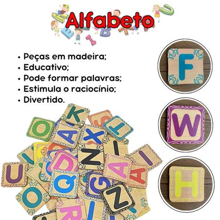 Jogo Educativo Crescer Alfabeto 48 Letras Em Madeira Nig