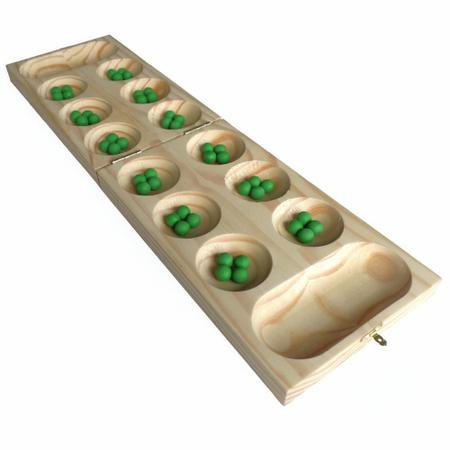 Jogo Educativo De Tabuleiro Mancala Com Estojo De Madeira Carimbras