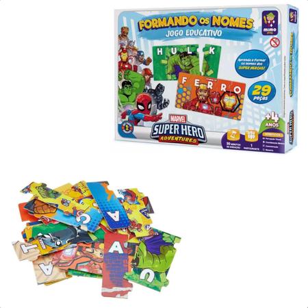 Jogo Educativo Marvel Formando Os Nomes 29 Peças Percepção Visual  Coordenação Motora + De 3 Anos Mimo Toys - 2040 na Americanas Empresas