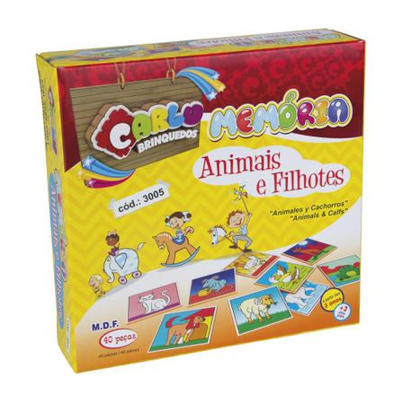 JOGO DA MEMÓRIA ANIMAIS E FILHOTES - MADEIRA - 20 PEÇAS - Fonoloja Comercio  e Importação de Livros e Materiais Terapeuticos LTDA