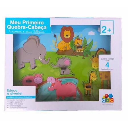 Jogo Quebra – Cabeça Animais e seus Filhotes – Meu Primeiro Quebra-cabeça  com Pinos com 4 peças – ABC Brinquedos - Pikoli Brinquedos Educativos