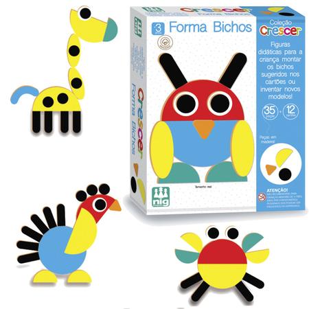 Jogo Educativo Montar Animais Coleção Crescer Forma Bichos - Nig Brinquedos  - Brinquedos Educativos - Magazine Luiza
