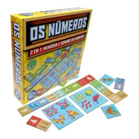 Jogo Escolar Pedagógico de matemática Os Números 2 X 1 dominó e memória  para Crianças de 6, 7 Anos