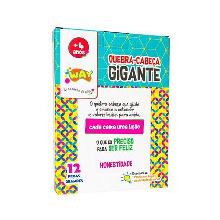 Jogo Educativo Quebra Cabeça Gigante Gula 12 Peças- Way