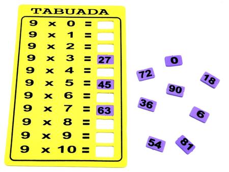 Jogo Matemático Tabuada Com Resultados De Encaixe Em E. V. A em