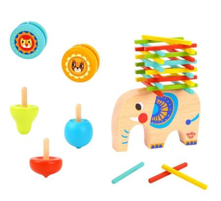 Jogo Equilíbrio Elefantes c/ 2 iôiô e 3 pião em madeira 3+ - Tooky Toy -  Outros Jogos - Magazine Luiza