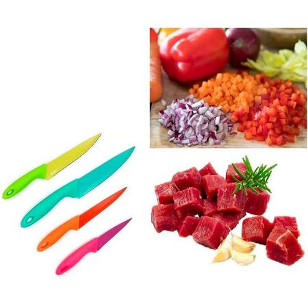 Imagem de Jogo Facas Coloridas Em Aço Inox Cozinha Churrasco Legumes