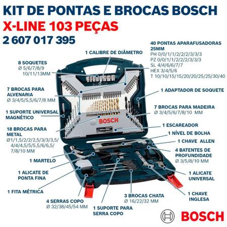 Imagem de Jogo Ferramentas Brocas E Bits X-line Titânio 103 Peças Bosch-2607017395