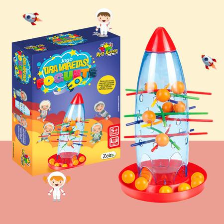 Jogo foguete tira vareta cai bolinha palitos remover infantil