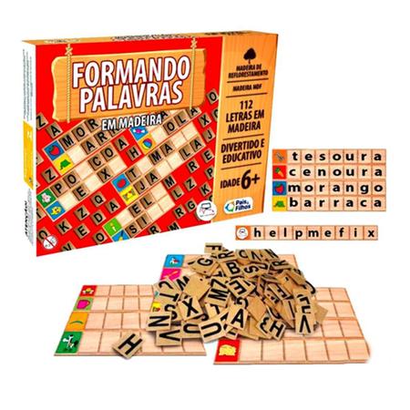 Jogo Formando Palavras Educativo Alfabetização Mdf Criança - Pais e Filhos  - Jogos Educativos - Magazine Luiza