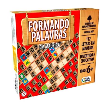 Jogo Formando Palavras Infantil Educativo Letras Alfabetização Em Madeira  Mdf Pais E Filhos : : Brinquedos e Jogos