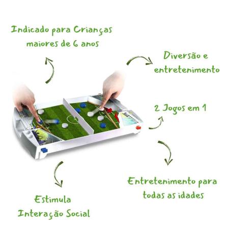 Jogo Futebol De Mesa Game Chute 2 Em 1 BrinqueMix Brinquedo