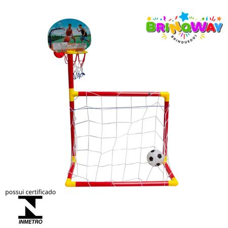 Jogo Infantil De Futebol E Basquete 2x1 C/ Gol Cesta E Rede