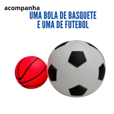 Jogo futebol e basquete c gol cesta rede infantil e 2 bola