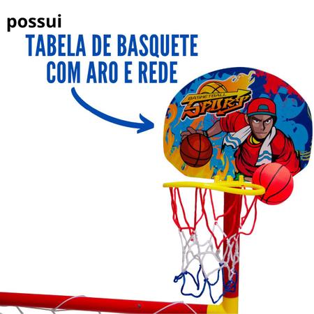 Jogo Infantil De Futebol E Basquete 2x1 C/ Gol Cesta E Rede