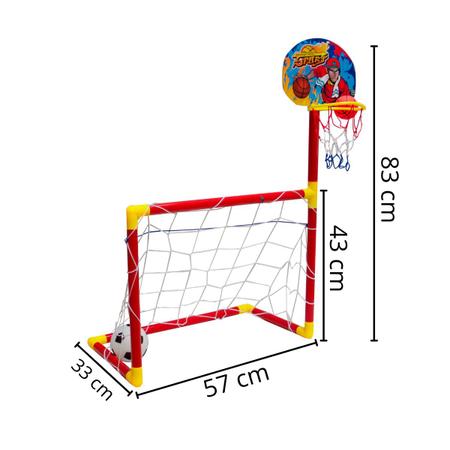 Jogo Infantil De Futebol E Basquete 2x1 C/ Gol Cesta E Rede