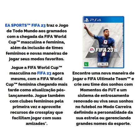 Jogo Fifa 23 Ps4 Mídia Física Lacrado Original - SONY - Jogos PS4 -  Magazine Luiza