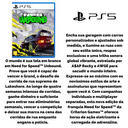 Jogo Game Need For Speed Unbound PS5 Mídia Física