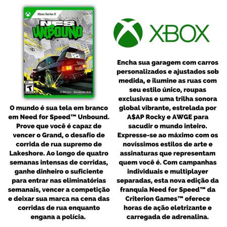Need For Speed Unbound - Xbox-Series X (Mídia Física) - Nova Era Games e  Informática