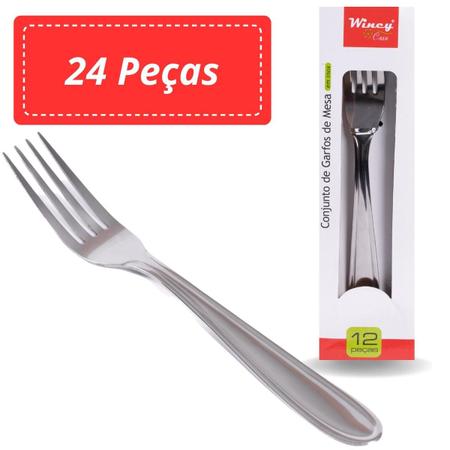 Jogo De Garfos De Mesa Inox 12pçs Talheres Restaurante Euro