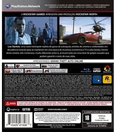 Jogo Grand Theft Auto Gta V - Ps3