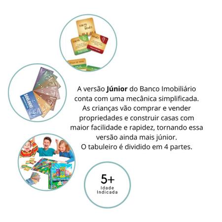 Jogo Infanto-Juvenil. Jogo Banco Imobiliário Jr., Estre