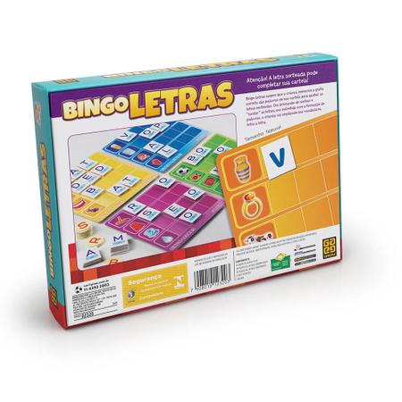 Jogo Educativo Bingo Letras C/ 32 Palavras Infantil