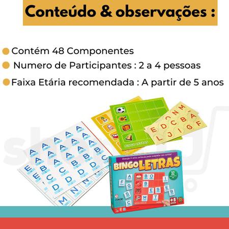 Super Bingo Letras e Palavras - Brincadeira de Criança - Casa do Brinquedo®  Melhores Preços e Entrega Rápida