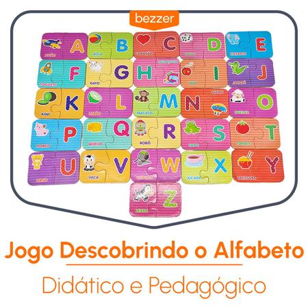 Brinquedo Jogo Pedagógico Educativo Divertido Colorido Aprendendo O Alfabeto  Letras 26 Peças Aprendizado Alfabeto Alfabetização