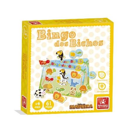 Jogo Educativo Bingo Dos Bichos + 4 Anos 61 Pecas Em Madeira em