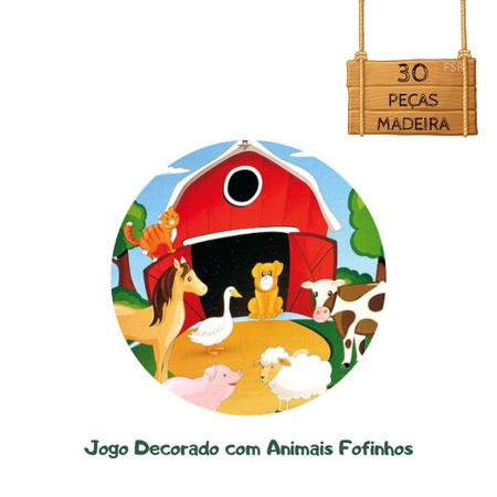 Imagem de Jogo infantil quebra cabeça 30 peças madeira fazendinha