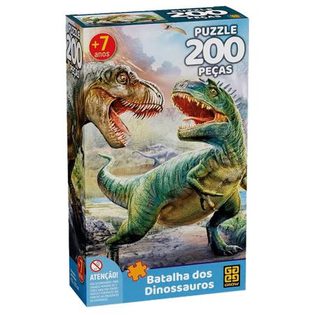 Jogo Infantil Quebra Cabeça Batalha dos Dinossauros 200 Peças