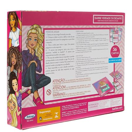 Jogo De Tabuleiro Meninas Barbie Verdade E Desafio - Xalingo - Jogos de  Tabuleiro - Magazine Luiza