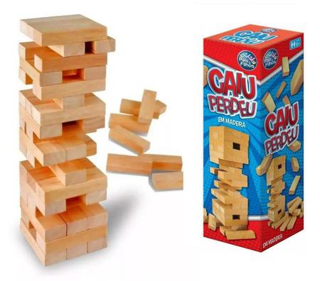 Jogo Clássico Jenga Caiu Perdeu 54 Peças Madeira Terremoto - ShopJJ -  Brinquedos, Bebe Reborn e Utilidades