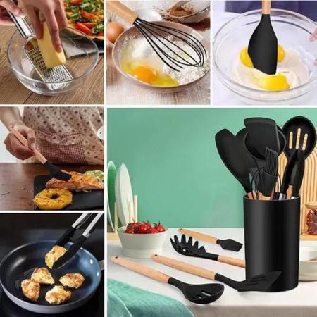 Imagem de Jogo Kit 12 Peças Utensílios Cozinha Colheres Espatulas