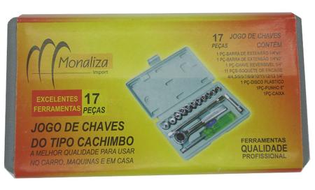 Jogo Kit Chave Soquete Cachimbo 17 Peças Cód.MZ-07173 - Monaliza - Chave  Soquete - Magazine Luiza