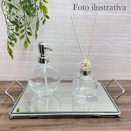 Imagem de Jogo Kit Dispenser Recipiente Aroma Vidro Mimo Prata