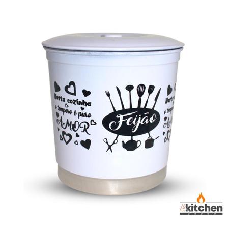 Jogo Kit Lata Porta Mantimento em Aluminio Branco com Nome - Fortplast Imagem de Jogo Kit Lata Porta Mantimento em Aluminio Branco com Nome