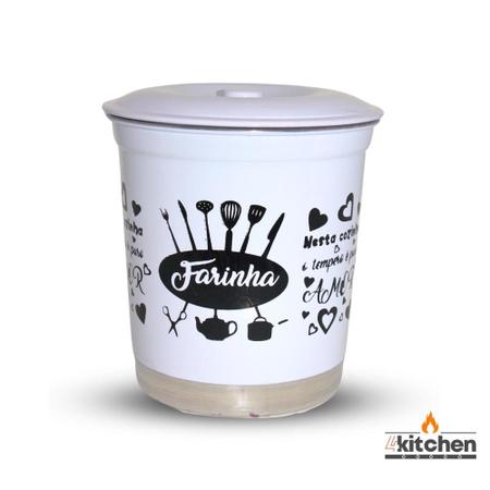 Jogo Kit Lata Porta Mantimento em Aluminio Branco com Nome - Fortplast Imagem de Jogo Kit Lata Porta Mantimento em Aluminio Branco com Nome