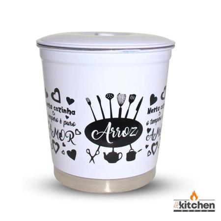 Jogo Kit Lata Porta Mantimento em Aluminio Branco com Nome - Fortplast Imagem de Jogo Kit Lata Porta Mantimento em Aluminio Branco com Nome