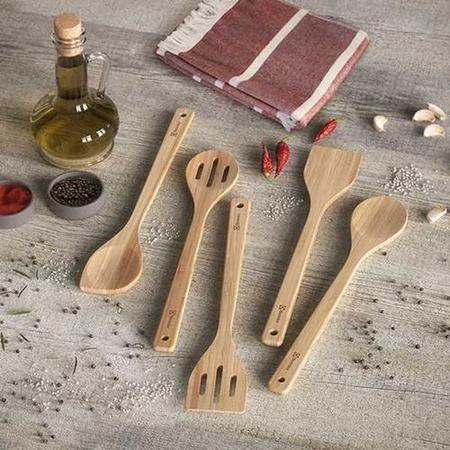 Imagem de Jogo Kit Talheres Spatulas Bambu Cozinha 6 Peças Electrolux