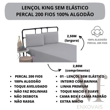 Imagem de Jogo Lençol Cama Box King 04 Peças Percal 200 Fios 100% Algodão PREMIUM