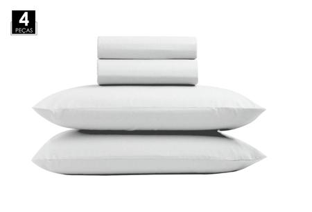 Imagem de Jogo lençol cama queen size 4 peças percal 200 fios 100% algodão - branco - queen